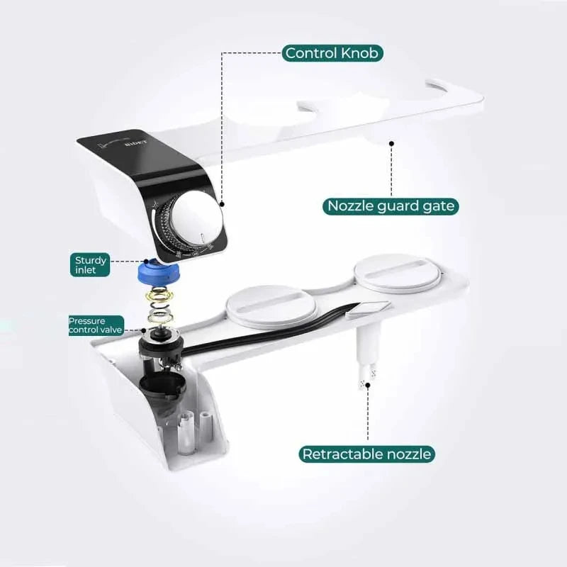 Ultra-Slim Non-Electric Bidet Attachment | Double Nozzle