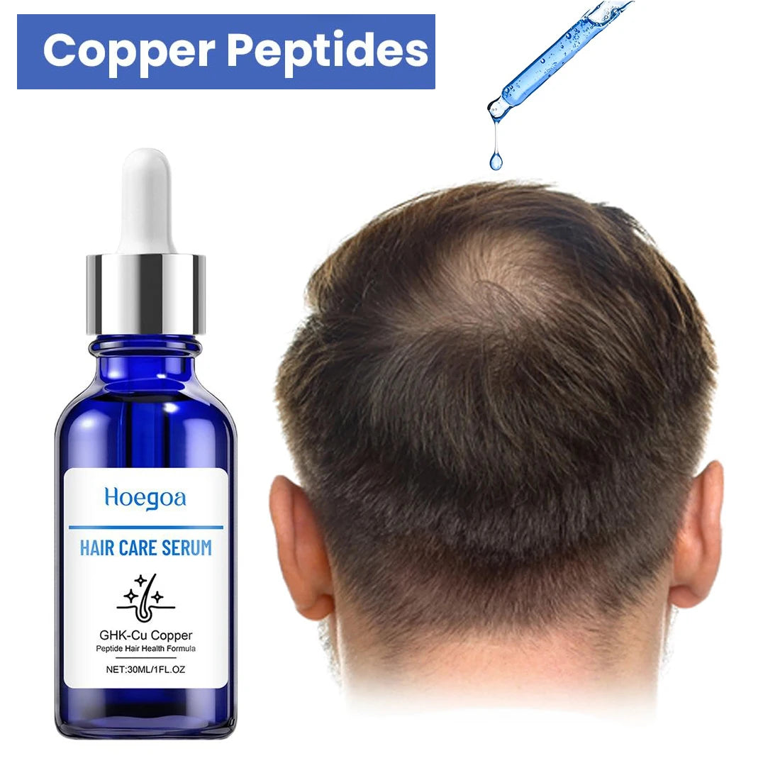 30ML Copper Peptide Serum for Hair Growth, GHK-Cu Peptide Hair Serum Non-Greasy Scalp Care for Thicker Fuller Hair Anti Loss Peaceful Pleasures Health and Wellness