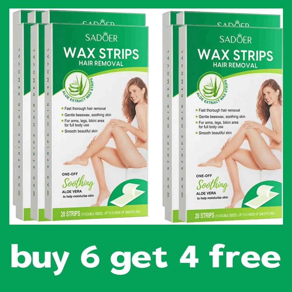 20PCS Gentle Aloe Vera Fast Hair Removal Wax Strips Waxing Wipe Sticker Professional Facial Body Leg Lip Hairs Remove Wax Paper Peaceful Pleasures Health and Wellness D
