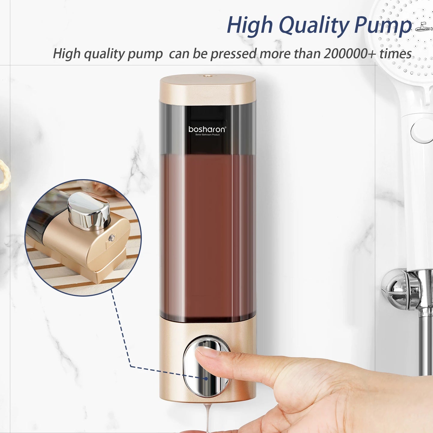 Wall Mounted Shampoo and Conditioner Dispenser, Shower Dispenser, 1 Chamber No Drill Peaceful Pleasures Health and Wellness