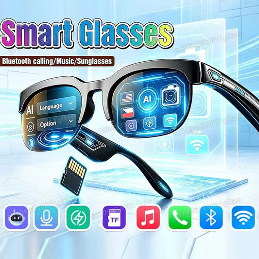 Fashion Smart GlassesPlugable Card Type AI Voice Bluetooth Call High-definition Audio Headphone Outdoor Sport For Men Women Gift Peaceful Pleasures Health and Wellness