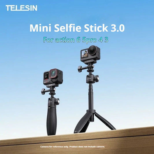 TELESIN Mini Selfie Stick Tripod for DJI Action 6/5 Pro/4/3 Action Camera Tripod Oasis Select