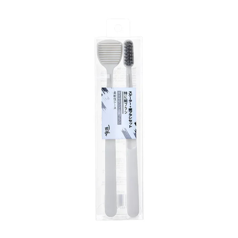 Soft Bristle Toothbrush Set, 2PCS, Eco Bamboo Toothbrushes, Charcoal Teeth, Natural Bamboo, Dental Oral Care Peaceful Pleasures Health and Wellness China Mainland BG07-0182-White