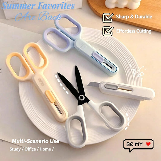 Dopamine Colored Knife Scissors Two One Multifunctional Portable Art Peaceful Pleasures Health and Wellness