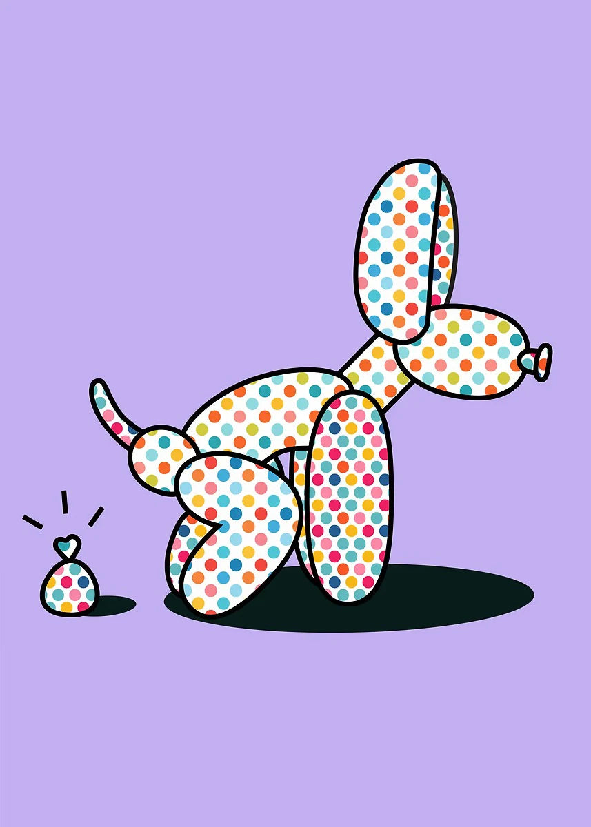 Pink Balloon Dog Canvas Wall Art | Preppy Teen Dorm Room Decor