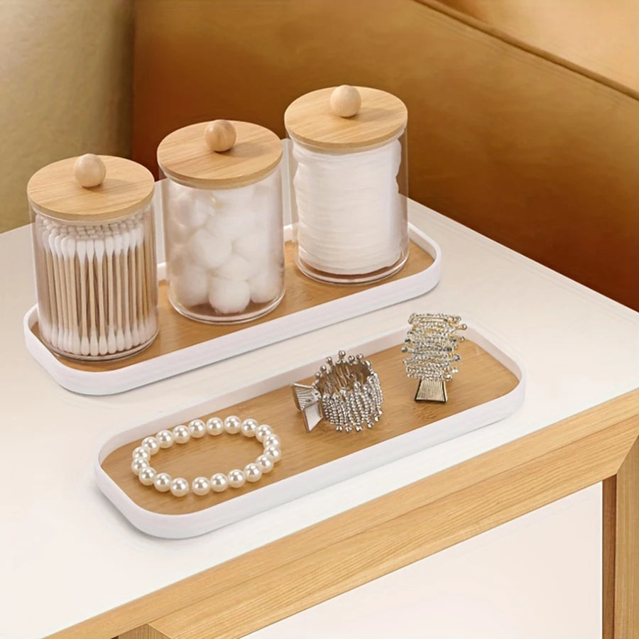 Marble-Pattern Bathroom Vanity Tray – Rectangle Counter Tray for Soap, Perfume & Jewelry (1-2 Pcs)