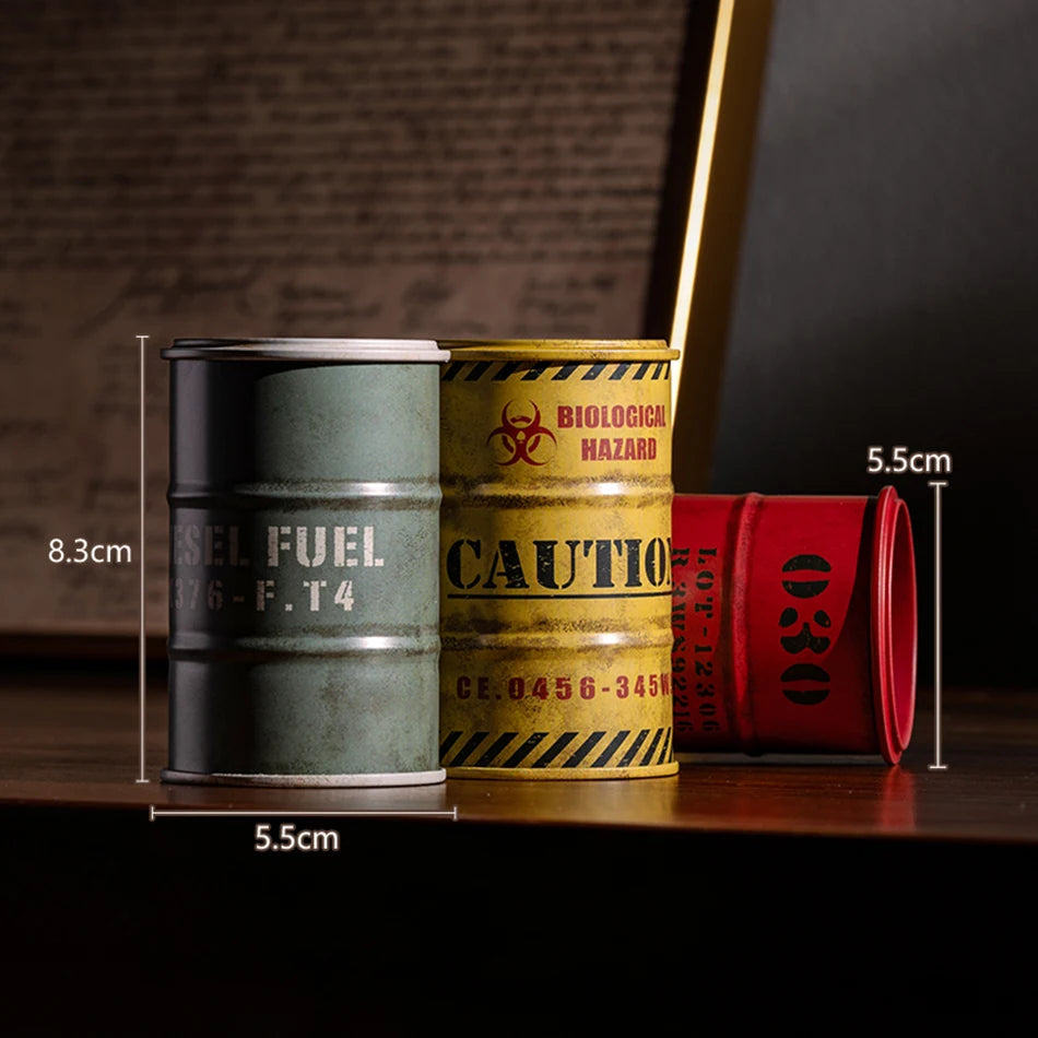 Iron Mini Oil Drum Model Chemistry Car Storage Box Desktop Decoration