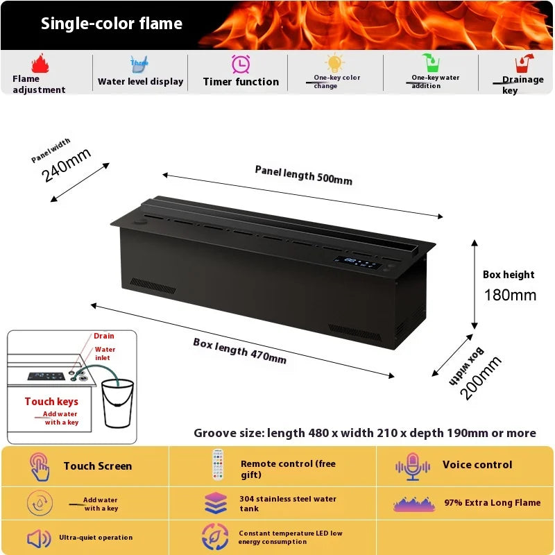 Smart Home 3D Fireplace Water Steam Humidifier LED Decorative Flame TV Wall Sound Of Firewood Cracking Vapour Electric Fireplace Peaceful Pleasures Health and Wellness AI sound control 1
