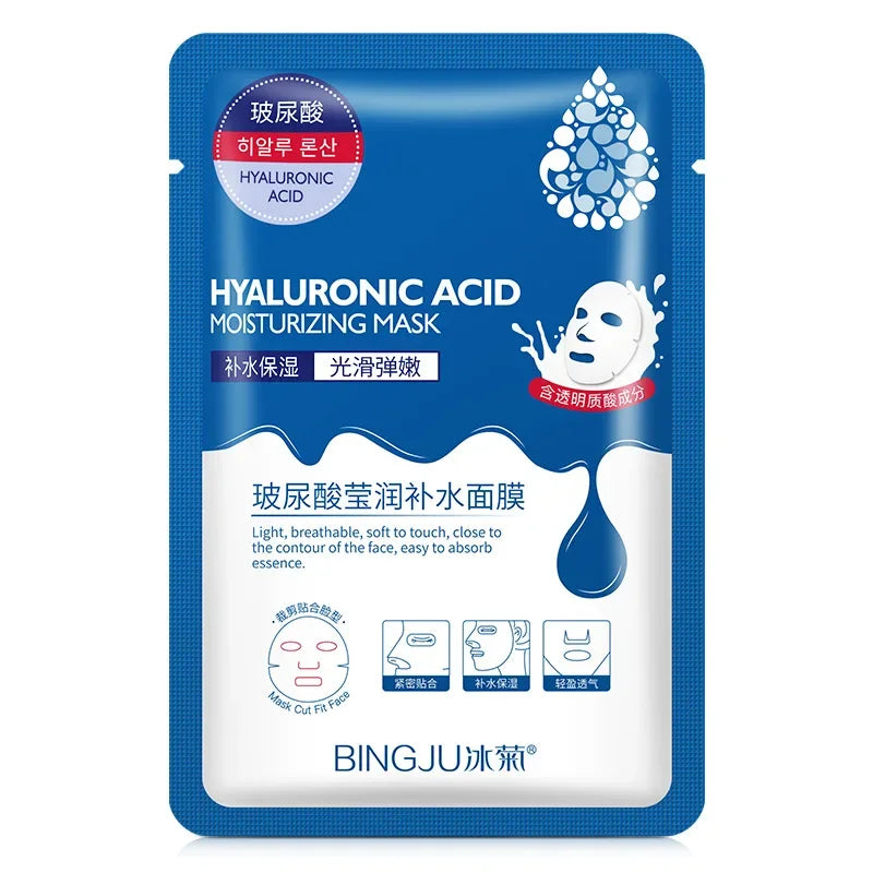 5-Pack Hyaluronic Acid Sheet Masks – Hydration & Pore Care