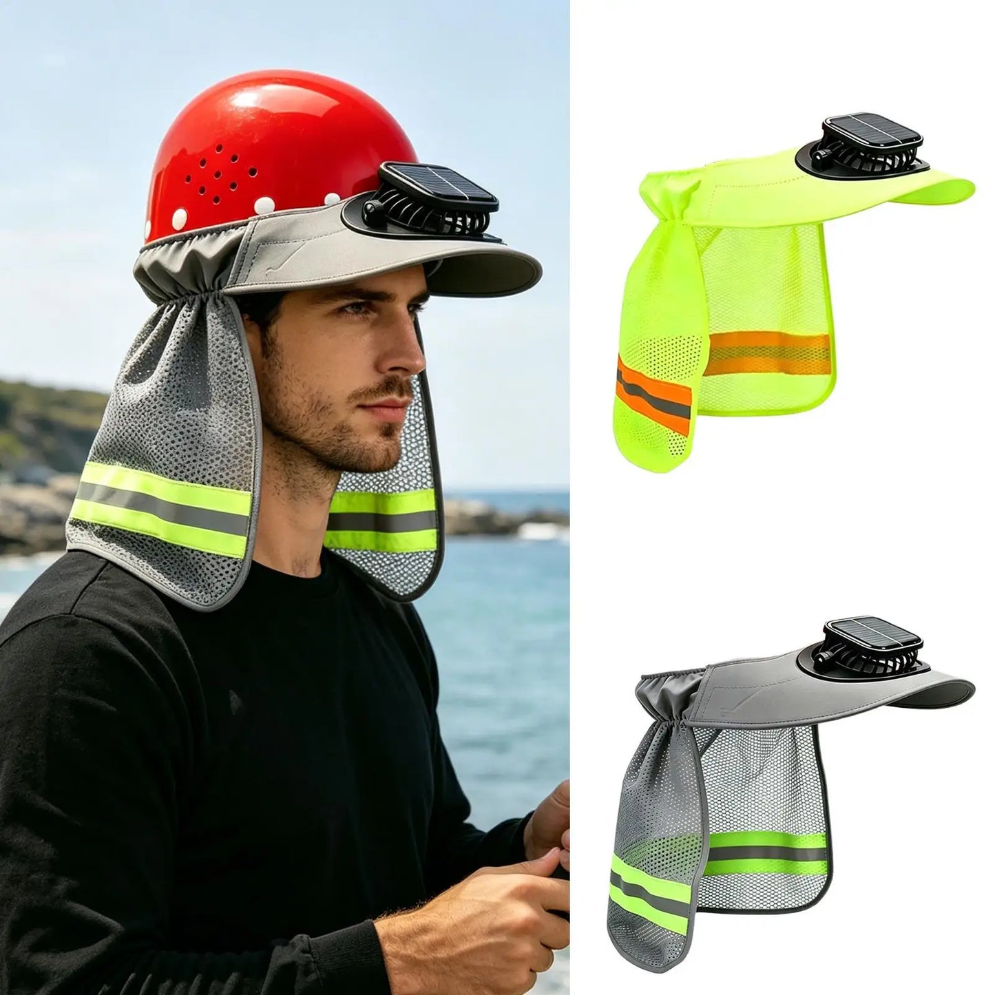Solar Fan Hard Hat Sun Visor Wide Brim Helmet Cap With Cooling Fan Solar Powered Ventilated Safety Helmet For Construction Peaceful Pleasures Health and Wellness