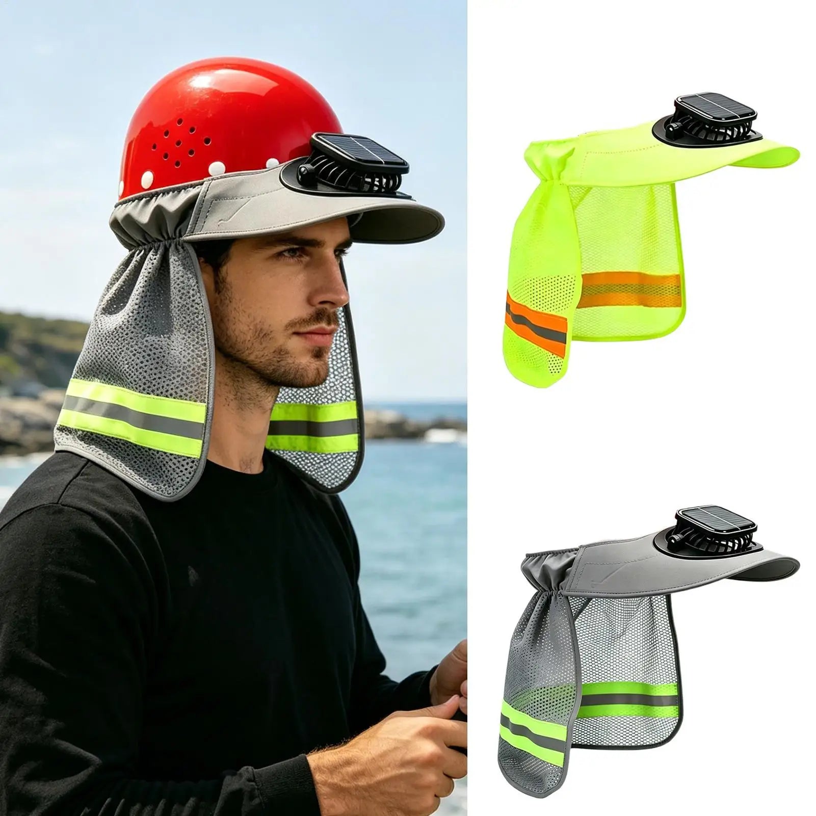 Solar Fan Hard Hat Sun Visor Wide Brim Helmet Cap With Cooling Fan Solar Powered Ventilated Safety Helmet For Construction Peaceful Pleasures Health and Wellness