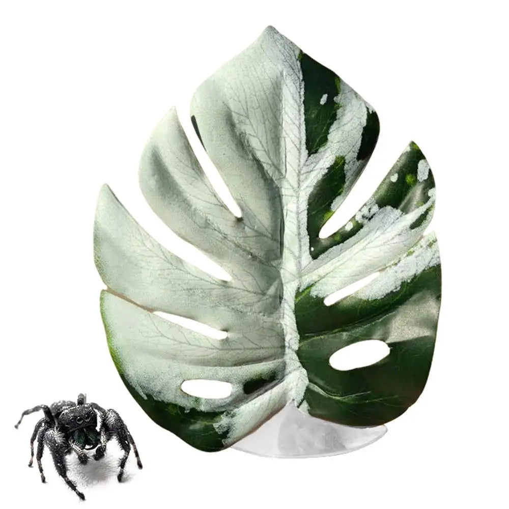 Jumping Spider Leaf Terrarium Decor with Suction Cup Mount