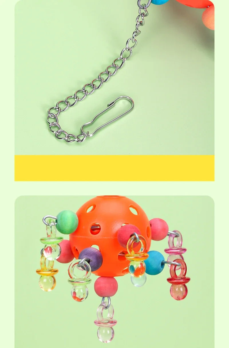 Parrot Chew Swing Toy | Cockatiel Foraging Bead Cage Toy