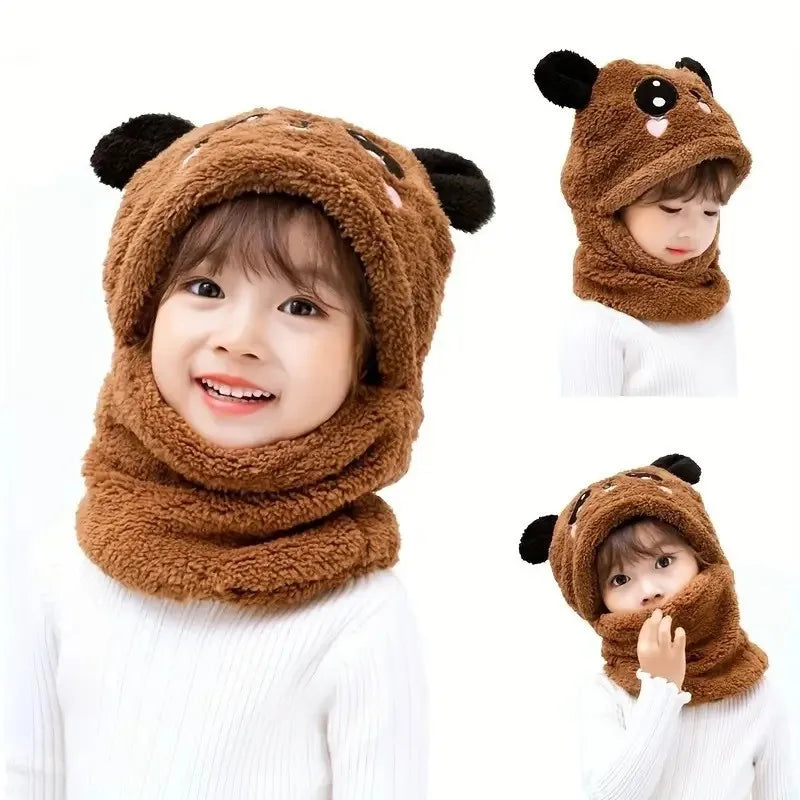 Kids Bear-Ear Hooded Hat & Scarf Set | Warm Winter Knit
