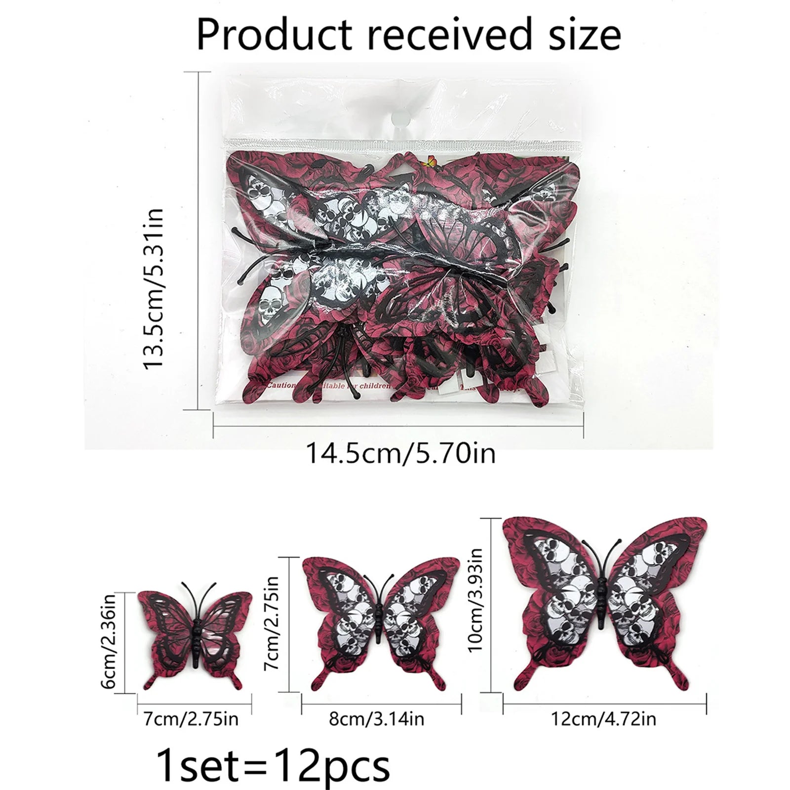 12pcs Halloween Butterflies Stickers Butterflies & Skull Gothic Wall Art for Halloween Party & Home Peaceful Pleasures Health and Wellness