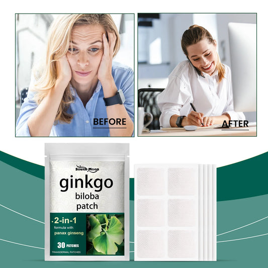 Ginkgo Biloba & Ginseng Herbal Focus Patches – 30-Pack Herbal Supplement Patch Peaceful Pleasures Health and Wellness