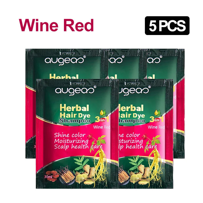Natural Herbal Hair Dye Shampoo – Grey Coverage 30ml (3/5 Pack)