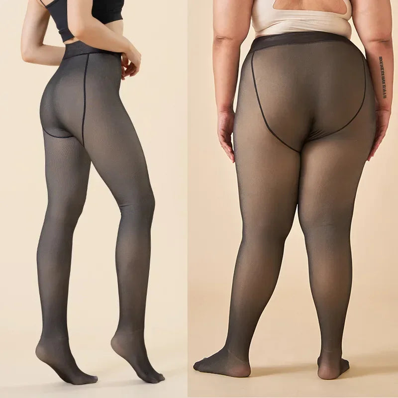 Women's Fleece Lined Thermal Tights – Translucent Pantyhose