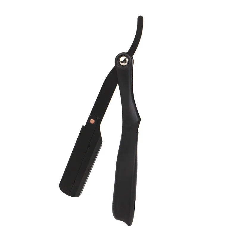 Light Weight Shaving Razor Classic Barber Grooming Tools Plastic Handle Stainless Steel Single Edge Blade Head Straight Razor Peaceful Pleasures Health and Wellness Black