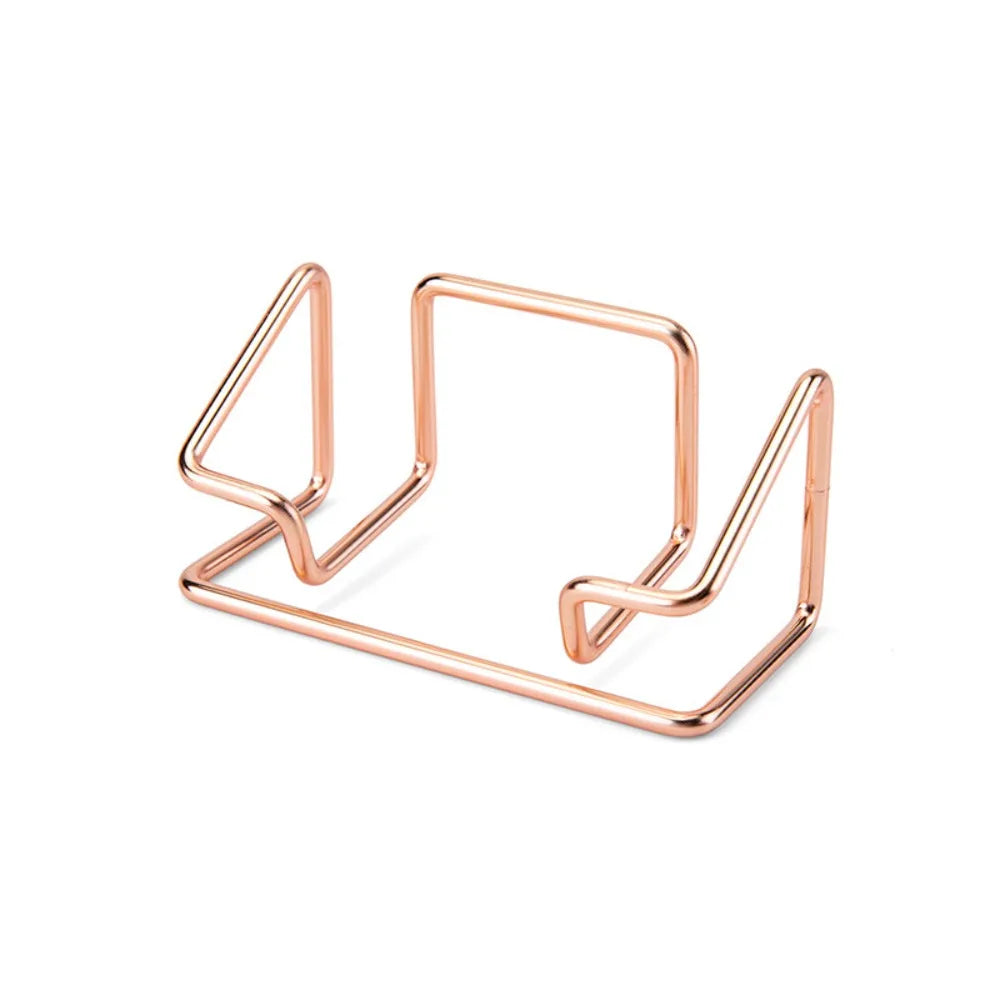 Metal Business Card Holder Minimalist Multifunctional Name Card Stand Rustproof Space-saving Card Organizer Hotel Reception Peaceful Pleasures Health and Wellness Rose Gold