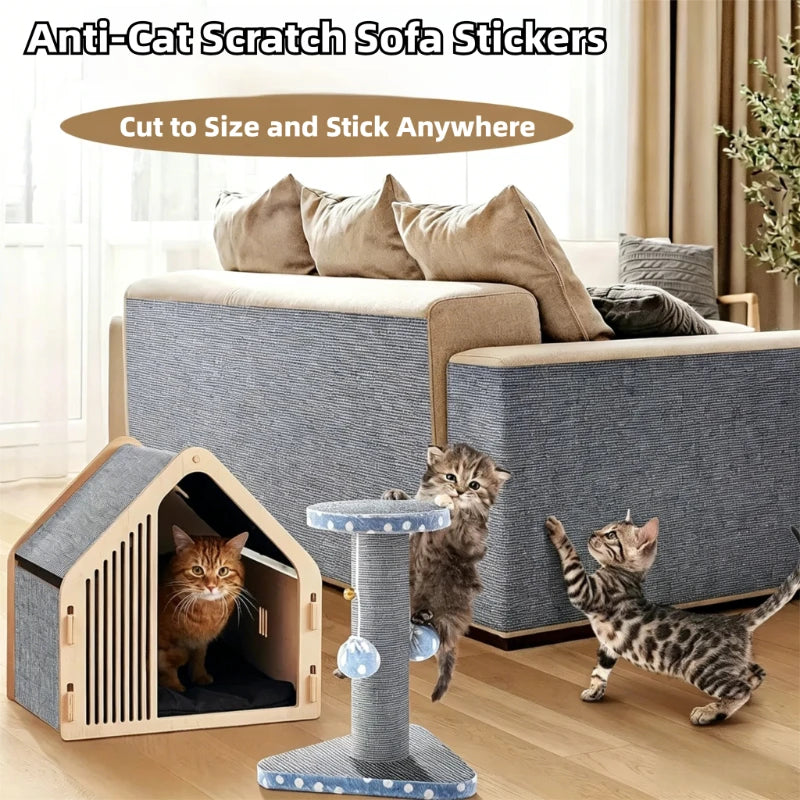 DIY Self-Adhesive Cat Scratching Mat Trimmable Cat Carpet Cat Scratching Carpet Corner Wall Cat Scratch Sofa Furniture Protector Peaceful Pleasures Health and Wellness