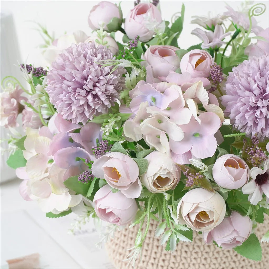 Artificial Silk Hydrangea Peony Bouquet – Wedding & Home Decor