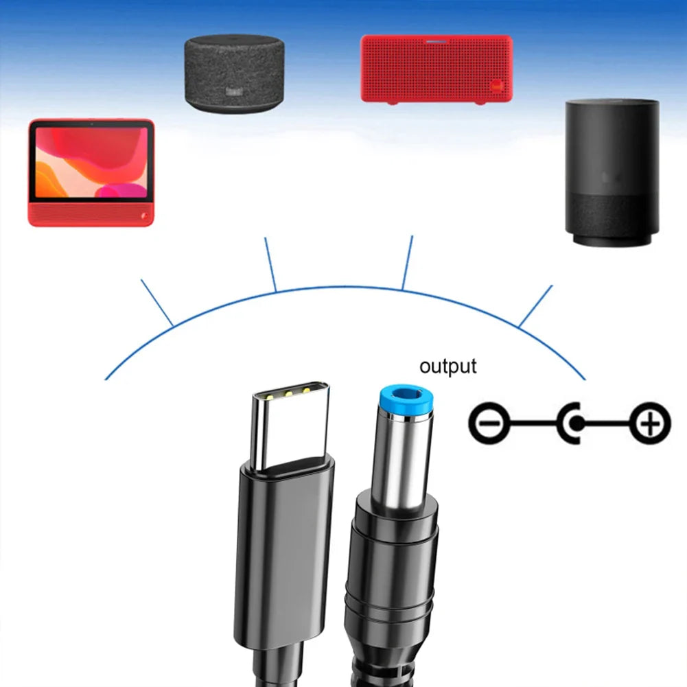 PD 100W USB-C to DC 5525 Power Cable – 9V 12V 15V 20V