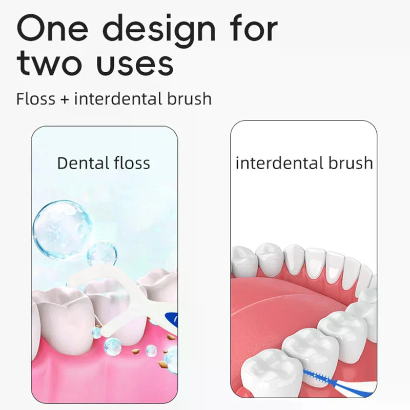 2-In-1 Multifunctional Dental Floss Stick High Elasticity Dental Floss Comfortable Soft Silicone Interdental Brush Oral Care Peaceful Pleasures Health and Wellness