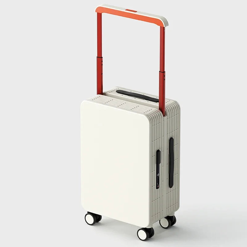 2025 Wide Handle Suitcase Carry-On Luggage 20 Inch Travel Trolley Case for Men And Women with Aluminum Frame PC Material Peaceful Pleasures Health and Wellness White 20 inch