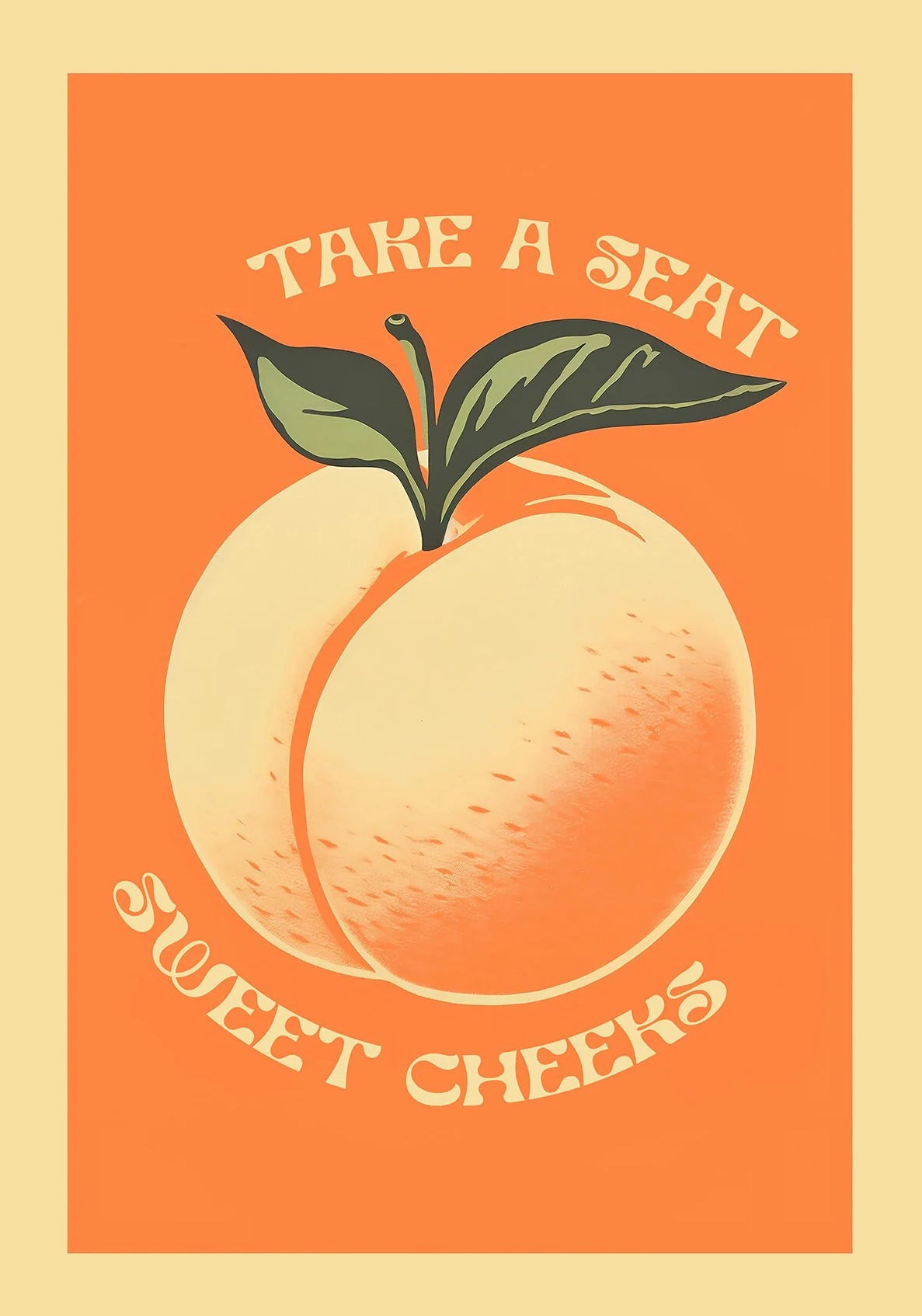 Take A Seat Sweet Cheeks Poster Print Retro Bathroom Wall Art Strawberry Peach Nice Bum Funny Toilet Home Decor Picture Peaceful Pleasures Health and Wellness DM35-3 40x50cm Unframed