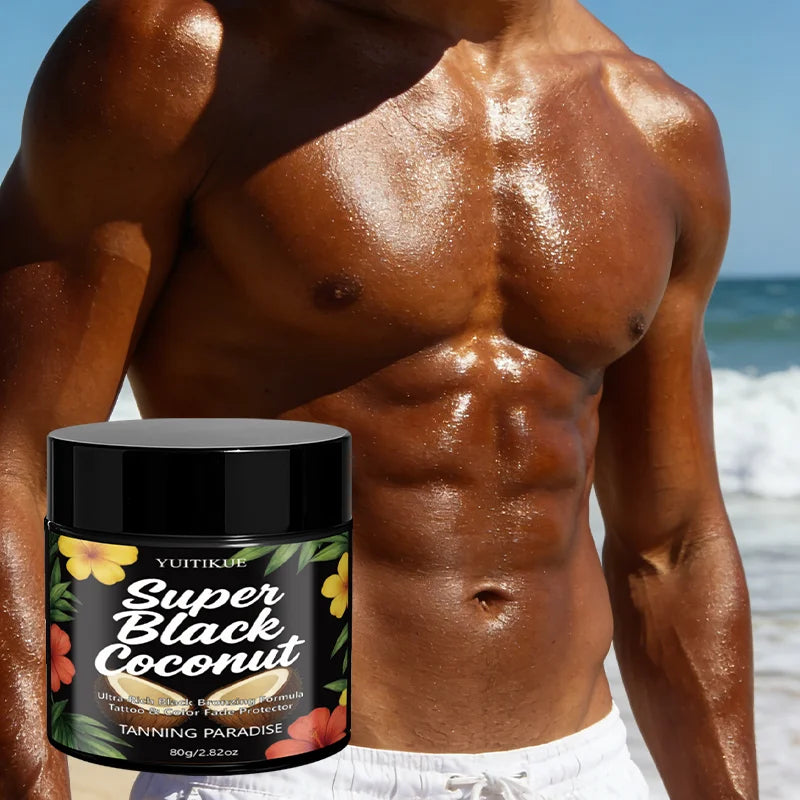 Yuitikue Super Black Coconut Tanning Cream, 80g Ultra-Rich Black Bronzing Formula for Tattoo & Color Fade Protection Peaceful Pleasures Health and Wellness