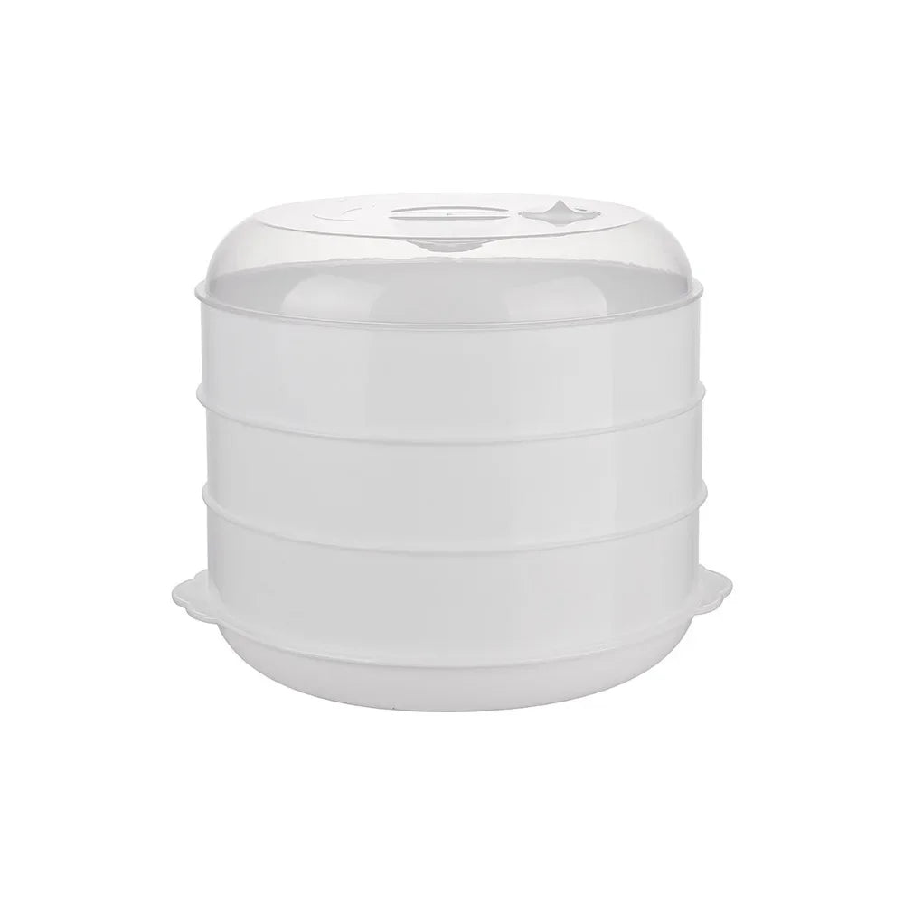 Double Plastic Steamer Microwave Oven Circular Covered Steamer Stackable Rice Cooker Steamer Grille Kitchen Cooking Accessories Peaceful Pleasures Health and Wellness L