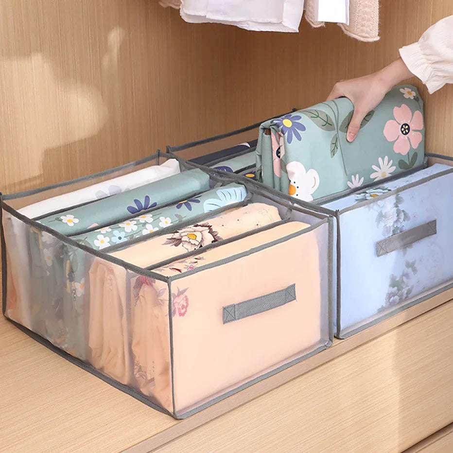 45L 5-Grid Foldable Bedding & Linen Storage Organizer Box