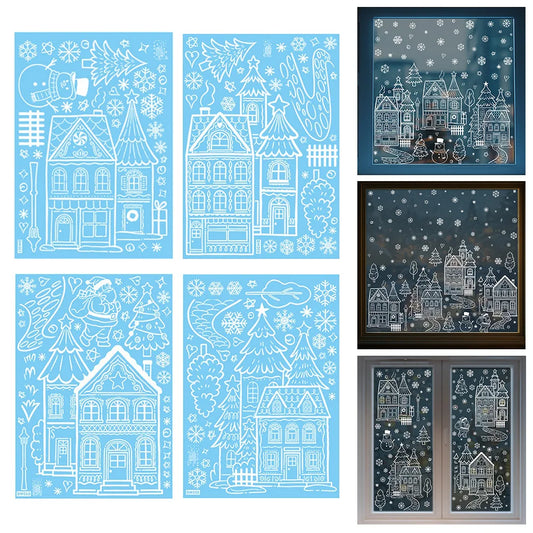 Vintage Snowman-Christmas Window Cling Xmas Window Stickers Xmas Wall Decals Removeble DIY Xmas Decorations Living Room Decor Peaceful Pleasures Health and Wellness
