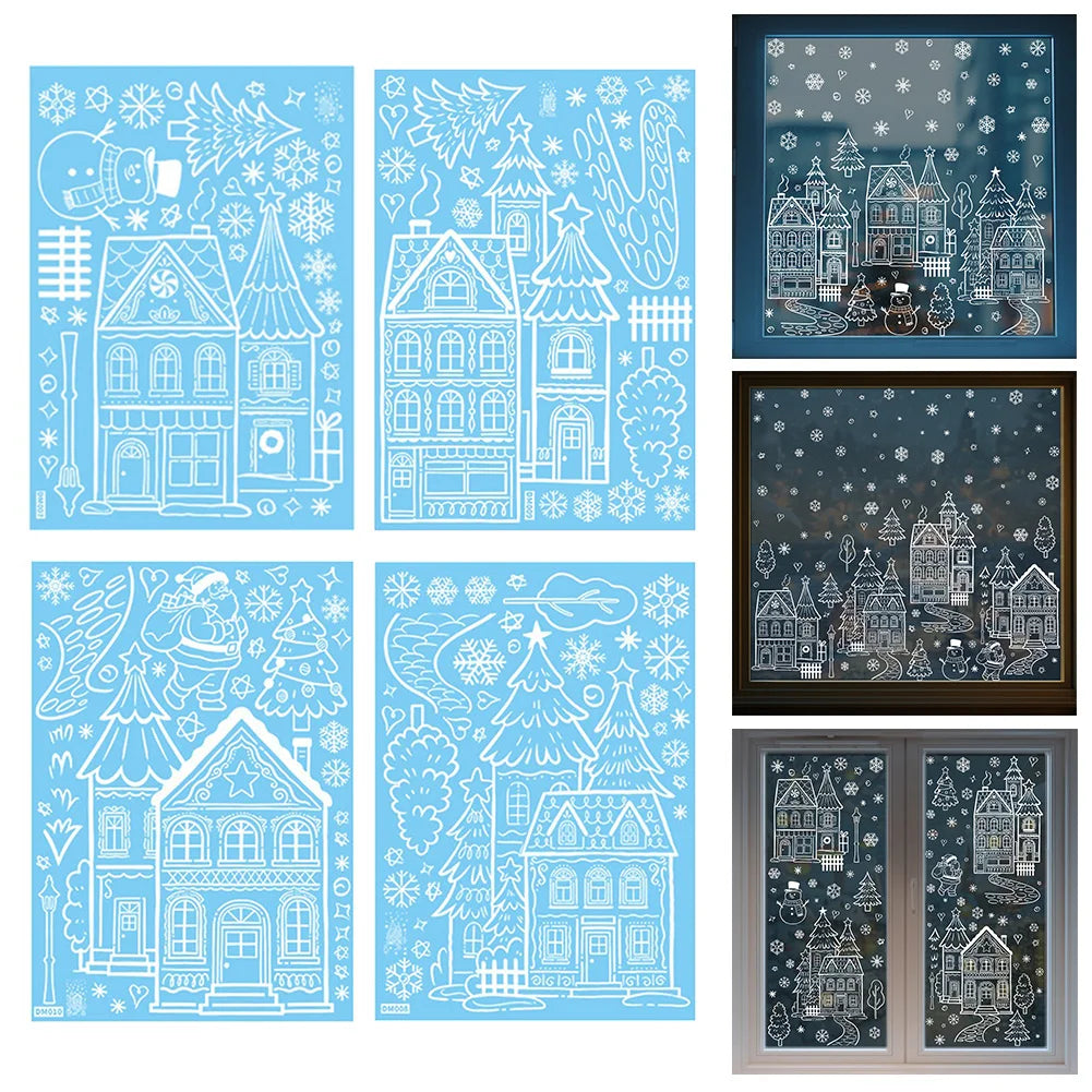 Snowman Christmas Window Clings & Removable Xmas Wall Decals