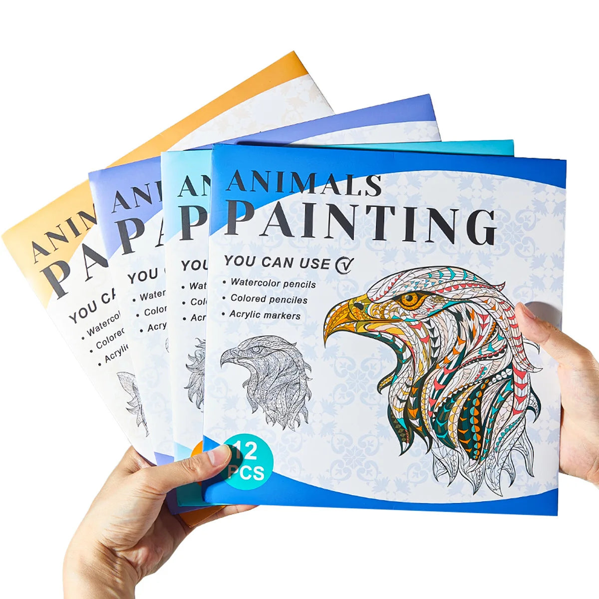12 Page Animal Drawing Book Puzzle Watercolor Graffiti Adult Students