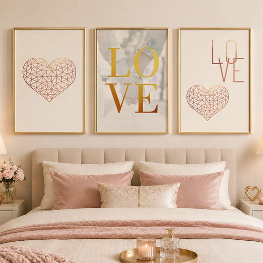 Nordic Love Heart Canvas Wall Art | Minimalist Couples Decor Canvas Wall Art Peaceful Pleasures Health and Wellness