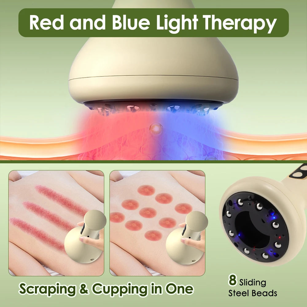 Electric Cupping Device Rechargeable Suction Cup Cellulite Massage Cordless Vacuum Massage Jars with Heat Gua Sha Tool 9 Levels Peaceful Pleasures Health and Wellness