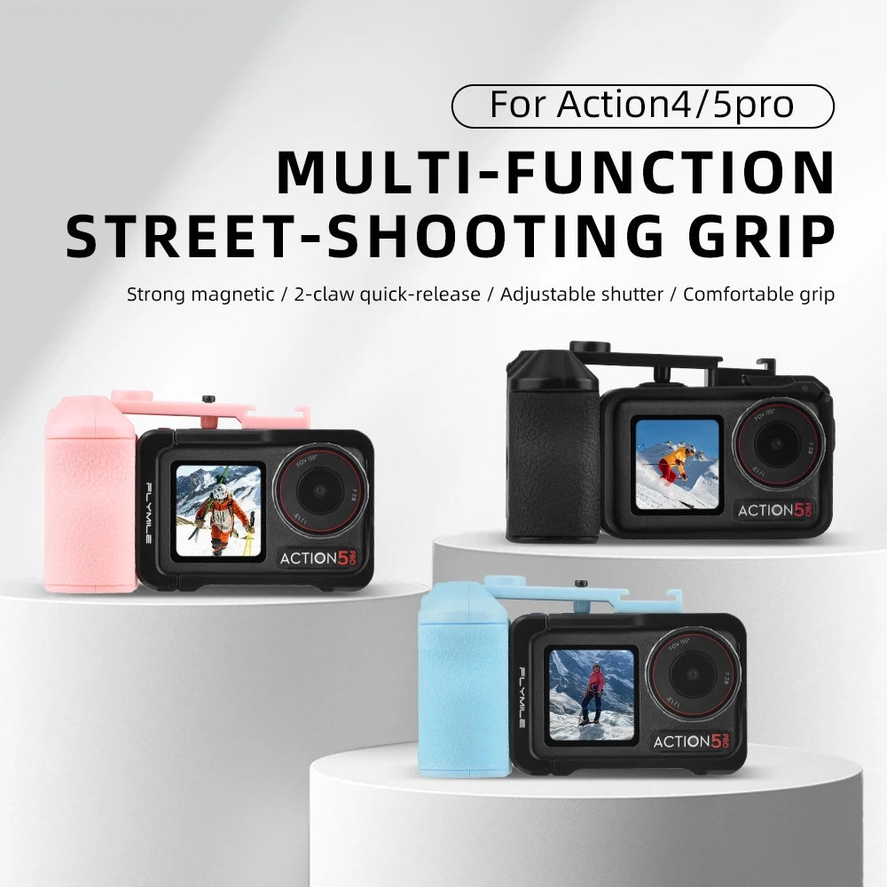 Black/Blue/Pink ABS For DJI ACTION 3/4/5 PRO Shutter Grip Action Camera Handle – Street Photography Essential Accessory Peaceful Pleasures Health and Wellness