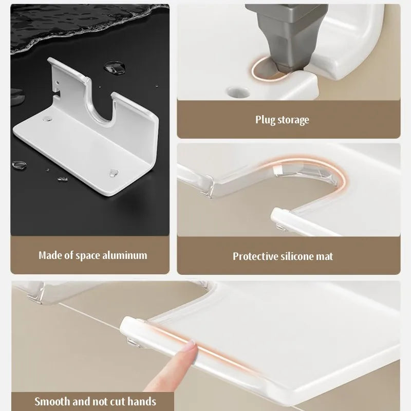 Wall Mounted Hair Dryer Holder & Straightener Organizer Stand