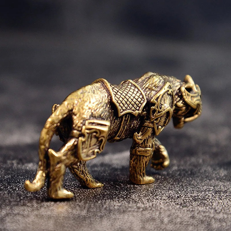 1Pcs Antique Brass Tiger Figurines Home Decor Accessories Feng Shui Lucky Animal Ornaments Desk Decoration Collectible Gifts Peaceful Pleasures Health and Wellness