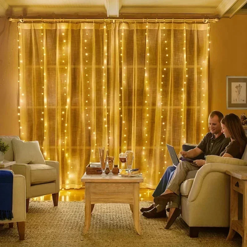 USB LED Curtain Fairy Lights 6x3M Remote | Christmas Decor