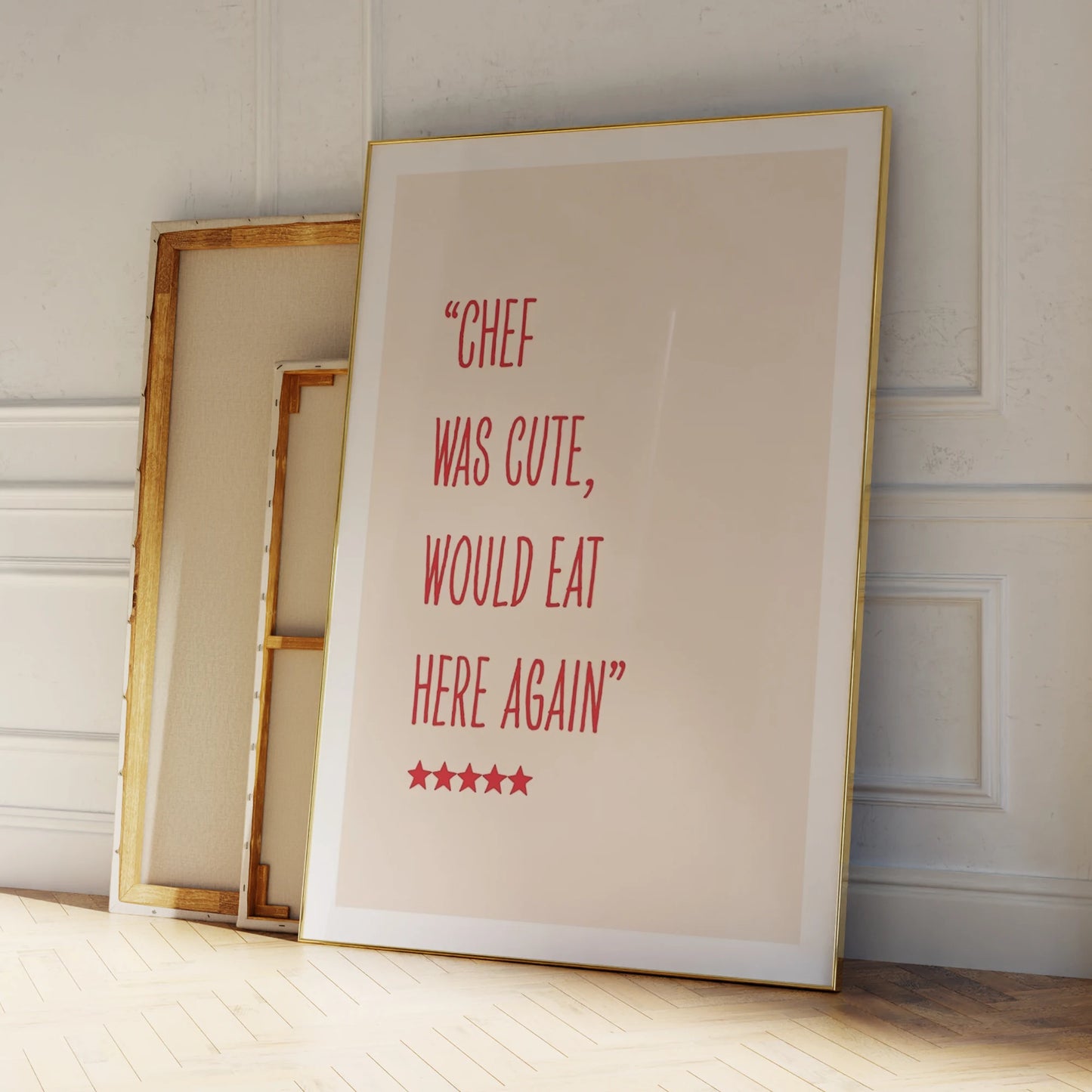 Funny "Chef Was Cute" Kitchen Canvas Wall Art | Home Décor