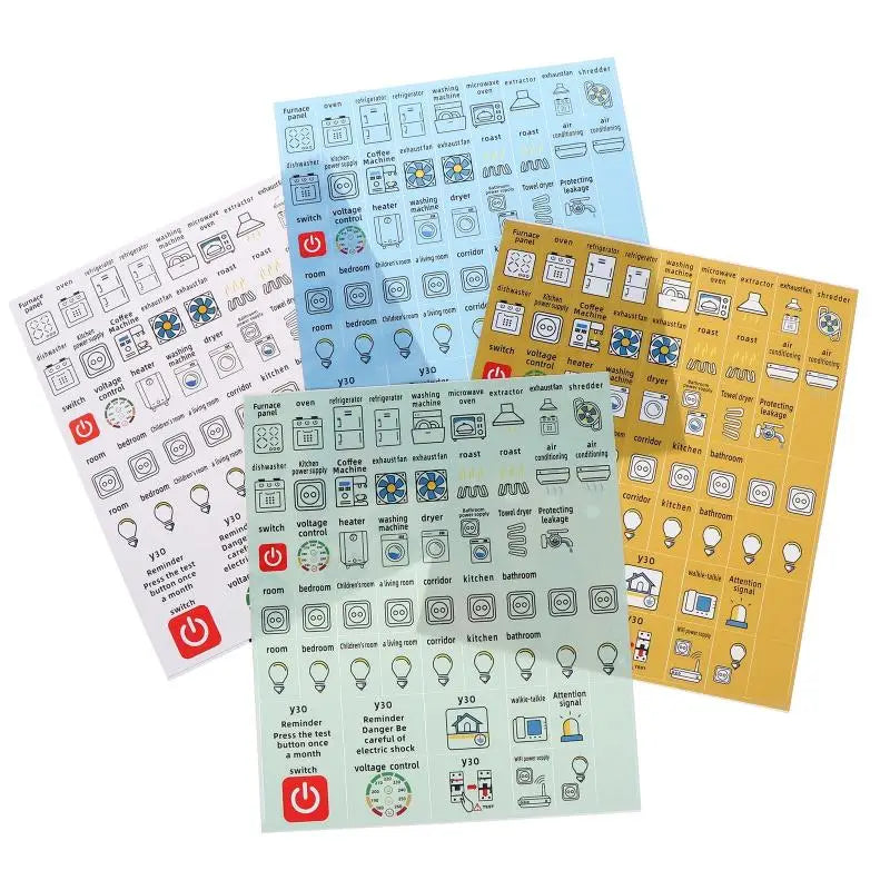 High Quality 2/5Sheets Self-adhesive Waterproof English Version Electric Box Electric Circuit Breaker Panel Label Decorative Peaceful Pleasures Health and Wellness