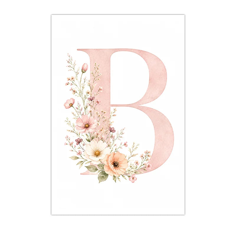 Custom Floral Rainbow Alphabet Canvas Wall Art – Kids Room