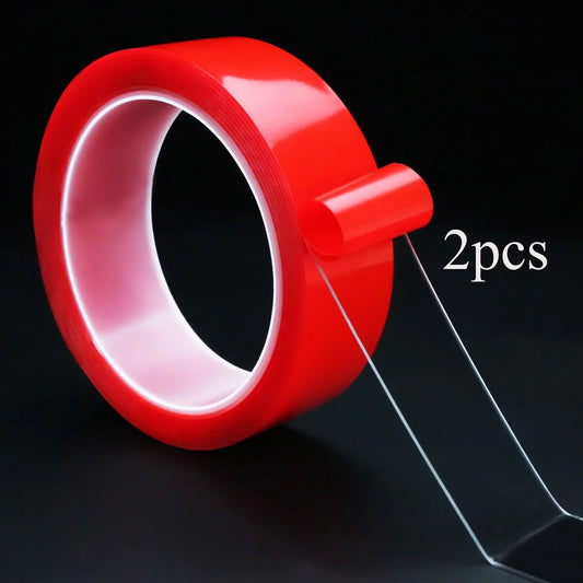 2pc Ultra Thin Transparent Red Film Double Sided Tape With HighTemperature Resistance No Marks Waterproof Adhesion Strong Adhes Peaceful Pleasures Health and Wellness red 2pcs 1