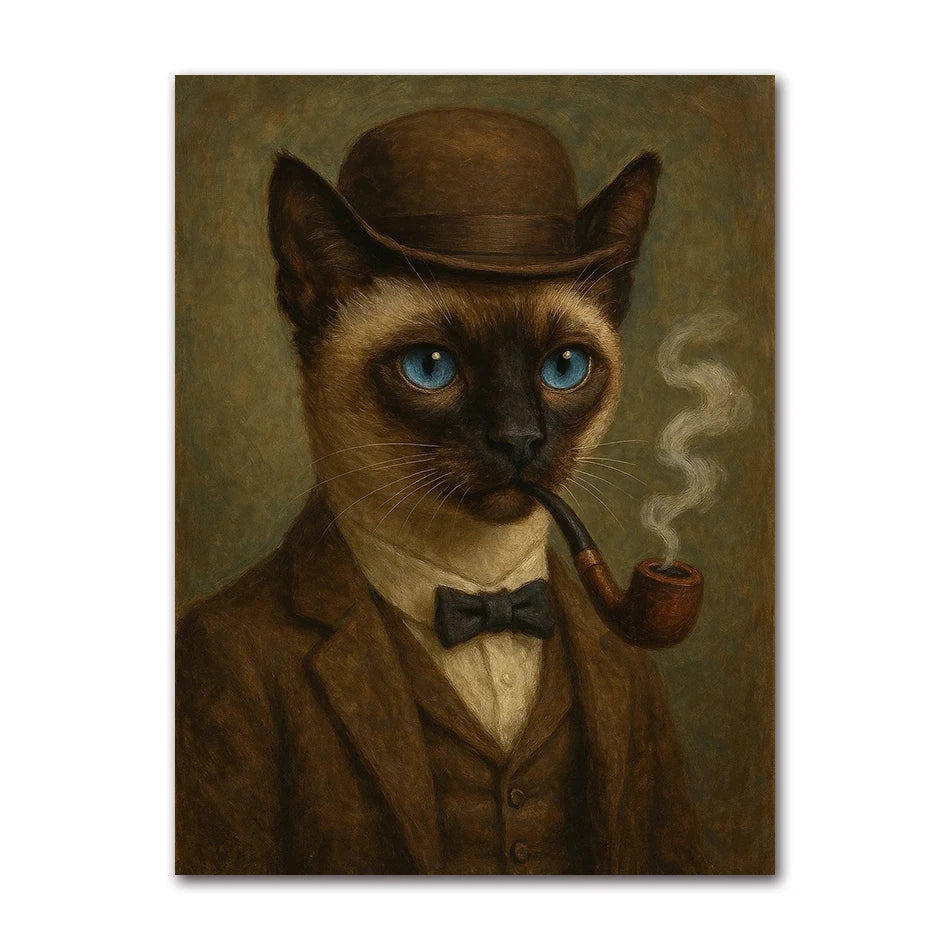 Cat with Cocktail Smoking Poster Canvas Painting Print Wall Art for Living Room Home Decor More Spaghetti, Less Upsetti Black Peaceful Pleasures Health and Wellness
