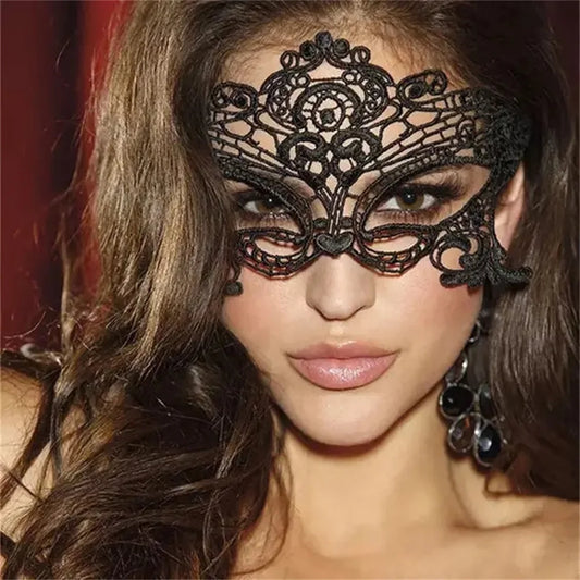 Black Queen Lace Mask Embroidery Appliques Party Costume Carnival Peaceful Pleasures Health and Wellness Style A