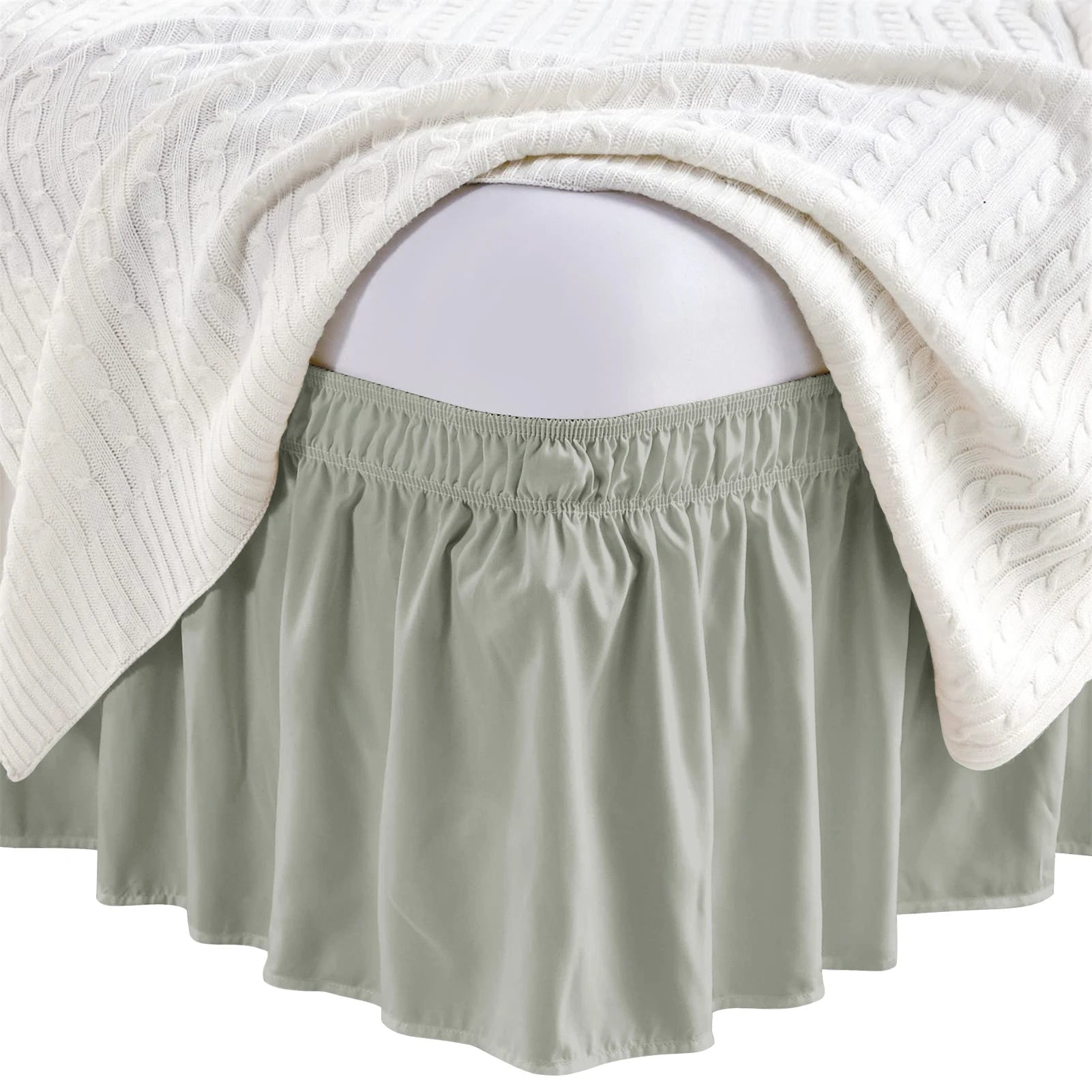 Bed Skirt Elastic Wrap Around Wrinkle Free & Fade Resistant Adjustable Bed Skirts Full Size for Women Men Kids & Teens Bedding Peaceful Pleasures Health and Wellness Grey King 78x80x15inch