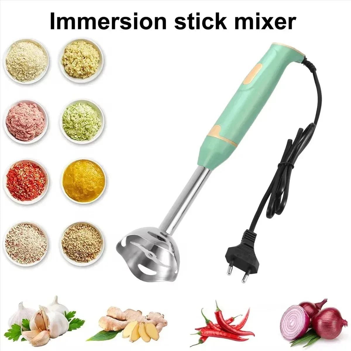 Electric Hand Mixer 5-in-1 Multifunction Stainless Steel Kitchen Gadget for Egg Whisking Vegetable Chopping Blending Peaceful Pleasures Health and Wellness